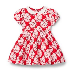 Janie and Jack Rose Jacquard Collar Dress